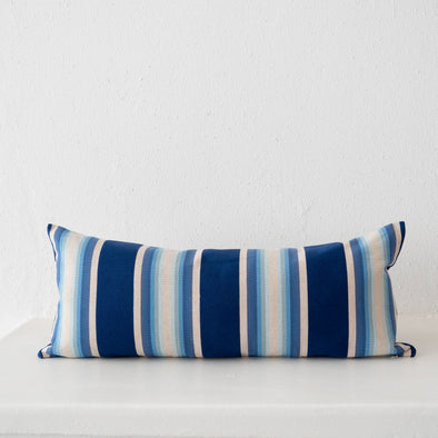 Indigo Ombre Cotton Stripe Bolster Pillow - 14" x 34"