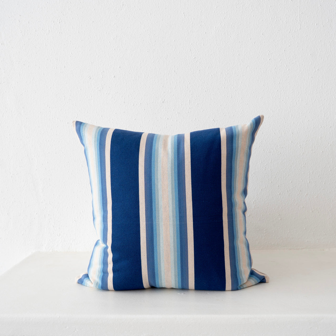Garza Marfa Cotton Canvas 24" x 24" Pillow: Indigo Ombre Stripe