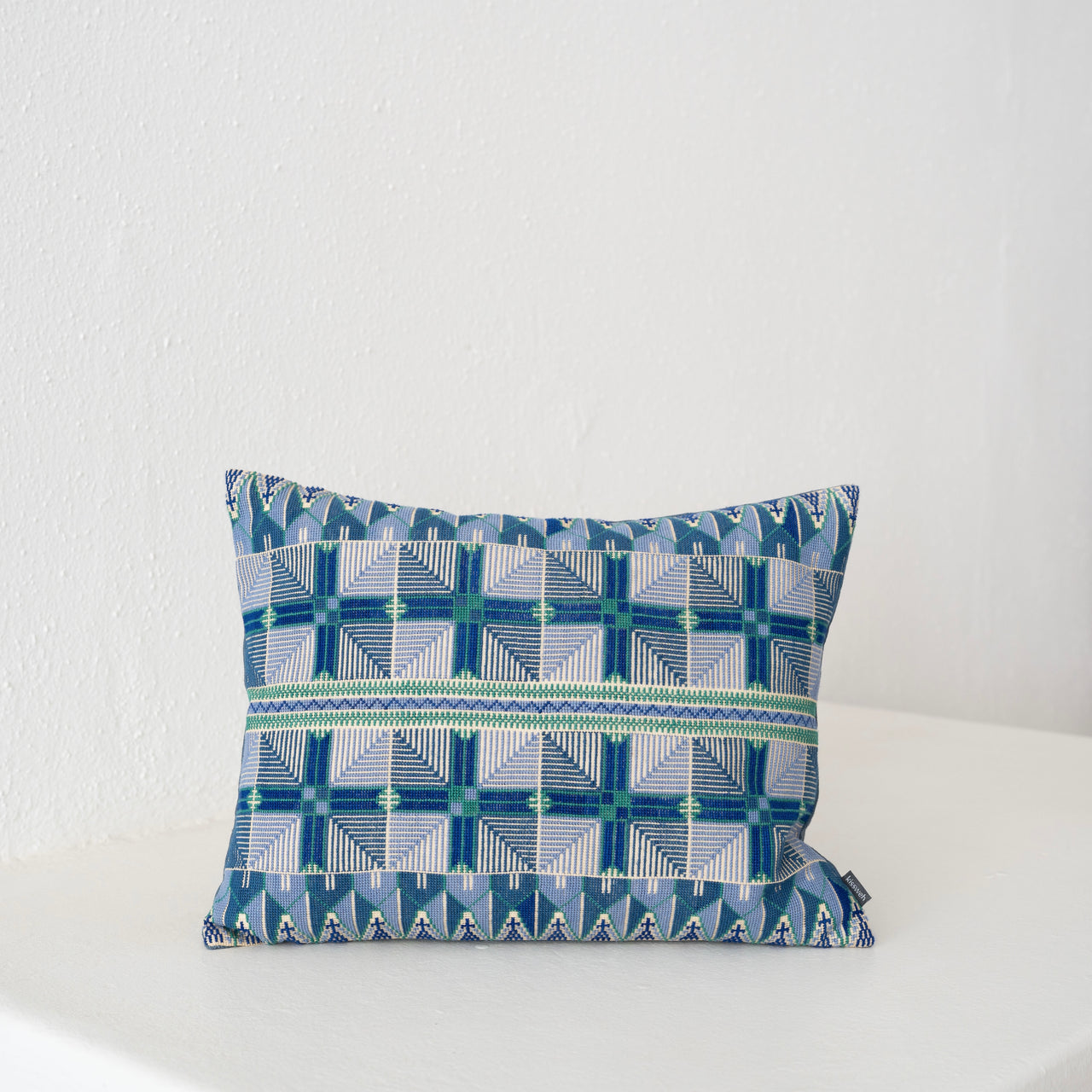 Kissweh Ensaf Pillow: Light Indigo + Emerald