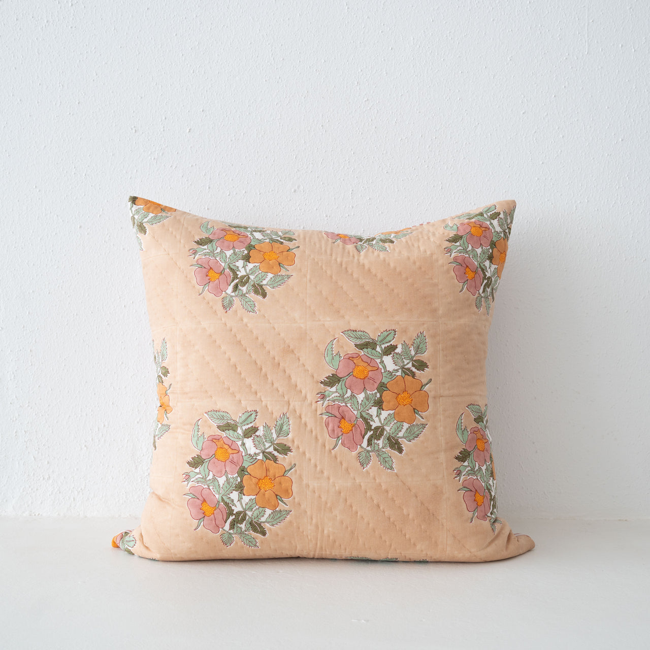 Soil to Studio Dia -26" X 26"  Hand Block-Printed Quilted Euro Sham