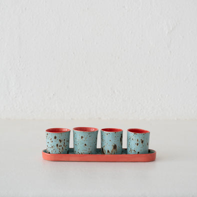 Jo Ann Williams Skull Copita + Tray Set: Coral + Speckled Sky