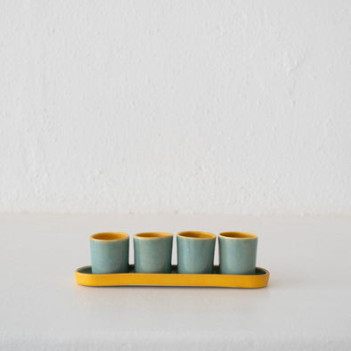 Jo Ann Williams Skull Copita + Tray Set: Sky + Yellow
