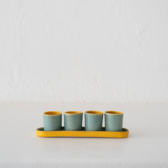 Jo Ann Williams Skull Copita + Tray Set: Sky + Yellow