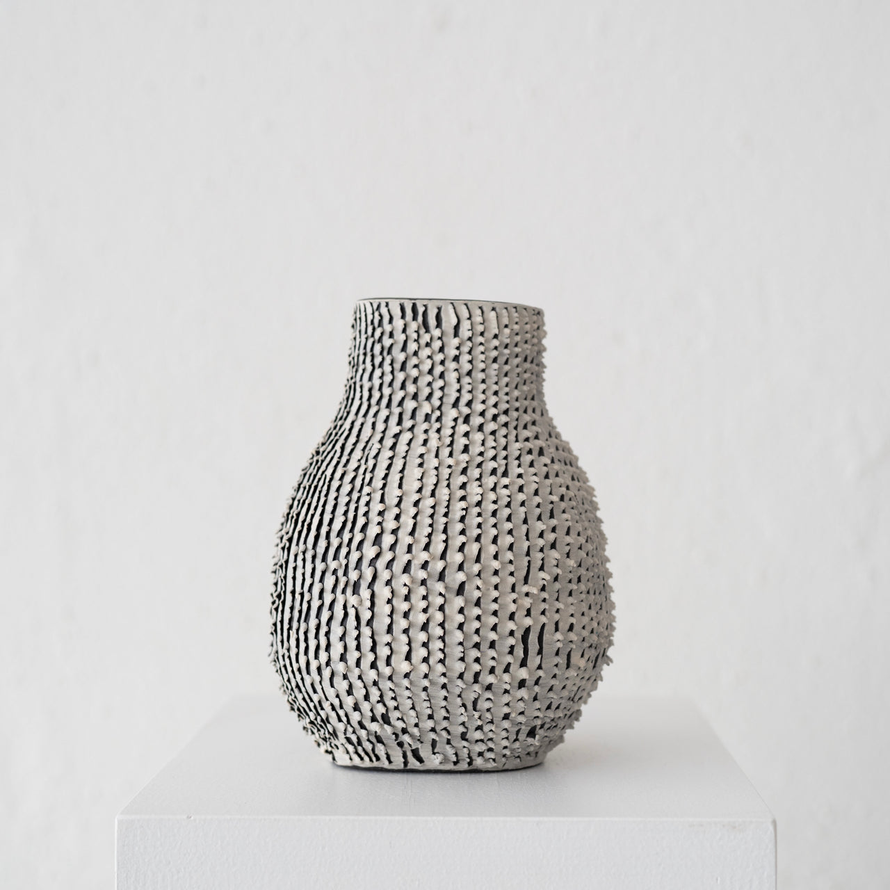 Cait Reas Textured Vase: Black and White