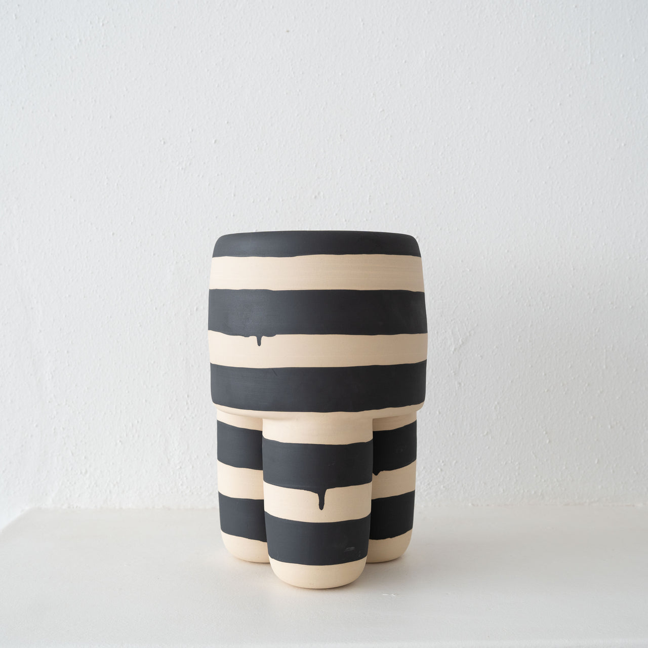 Workaday Black Striped Milking Stool/Side Table