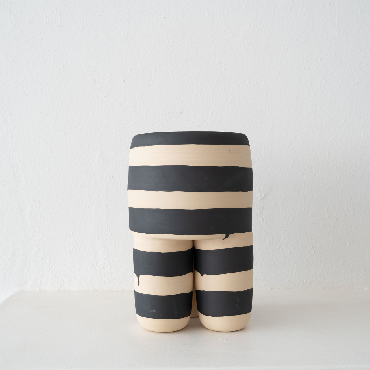 Workaday Black Striped Milking Stool/Side Table
