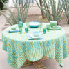 Gregory Parkinson Hand Block Printed Ikat Table Cloth: Pastoral Diamond Dot
