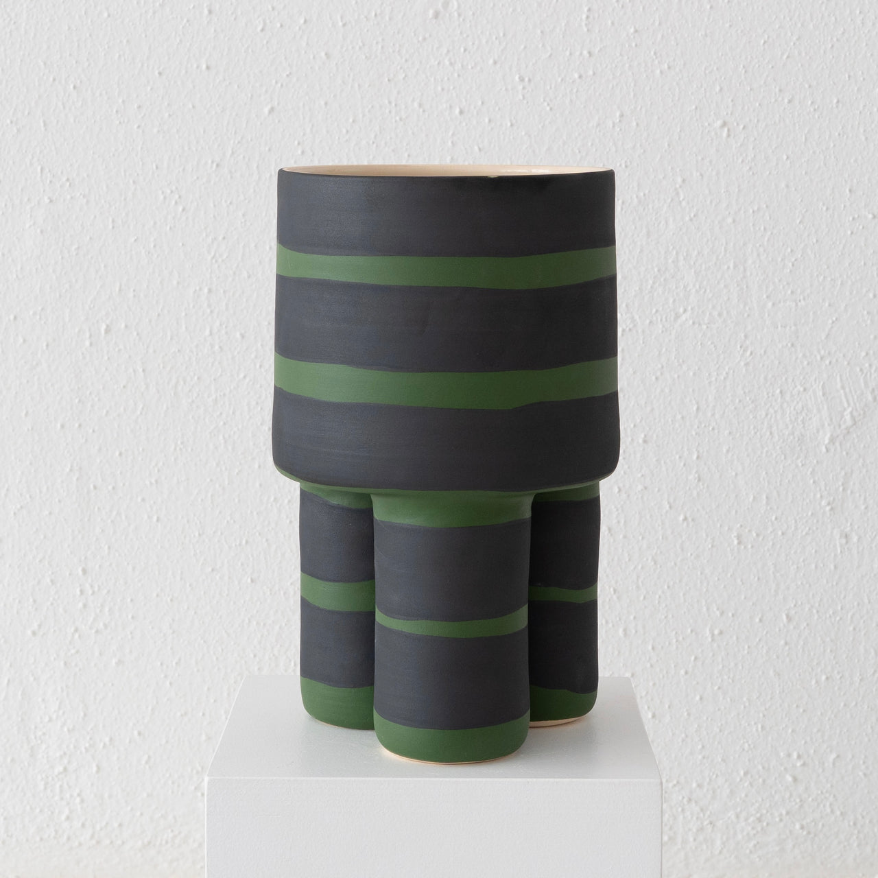 Workaday Small Milking Planter: Black + Green Stripe
