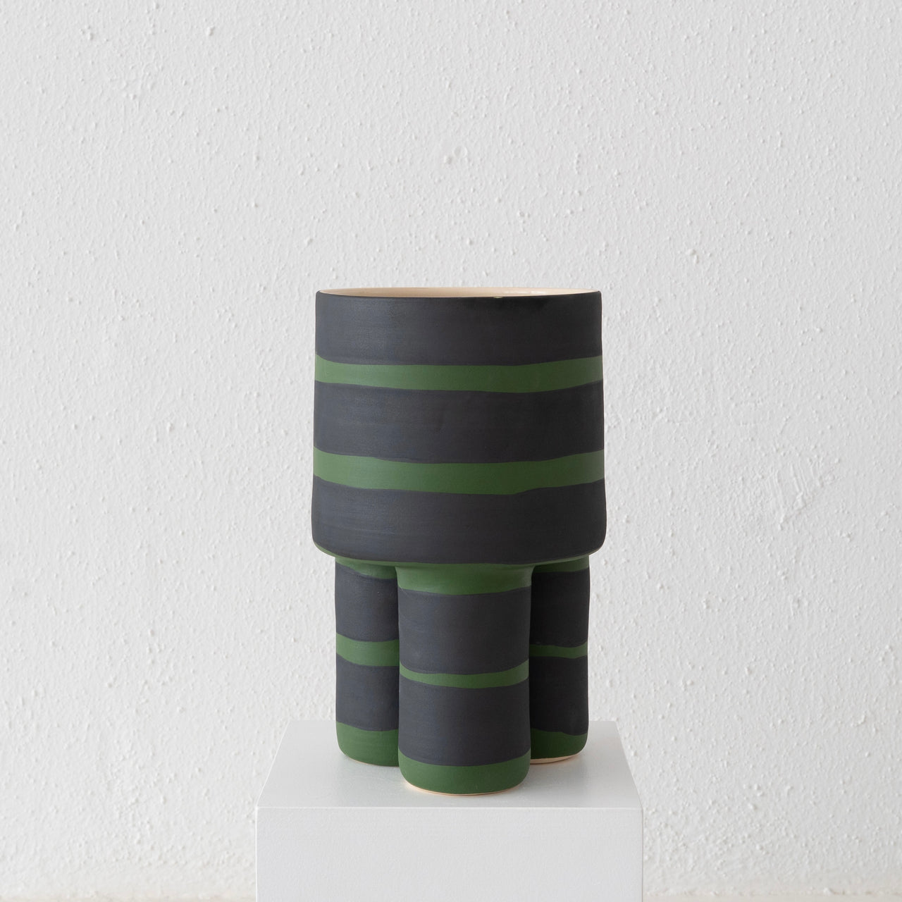 Workaday Small Milking Planter: Black + Green Stripe