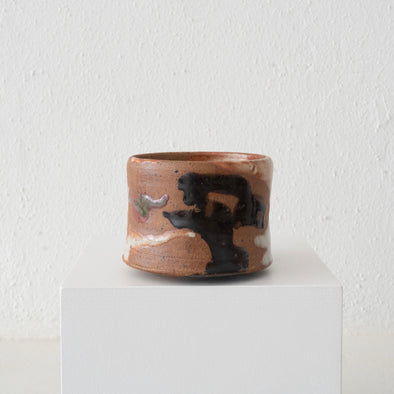 Bill Gilbert Small Footed Bowl - Rust, Black, White