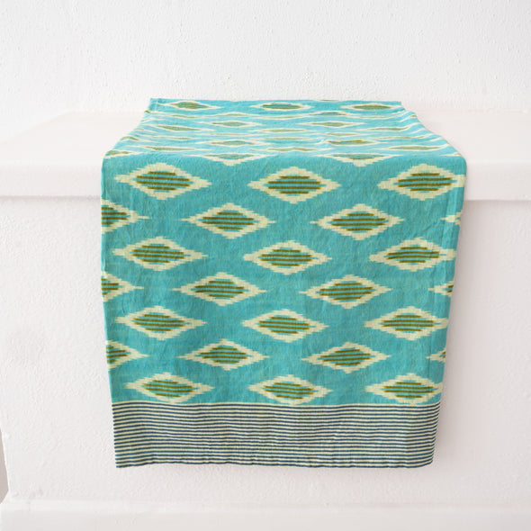 Gregory Parkinson Ikat Table Cloth: Diamond Jade Splendour