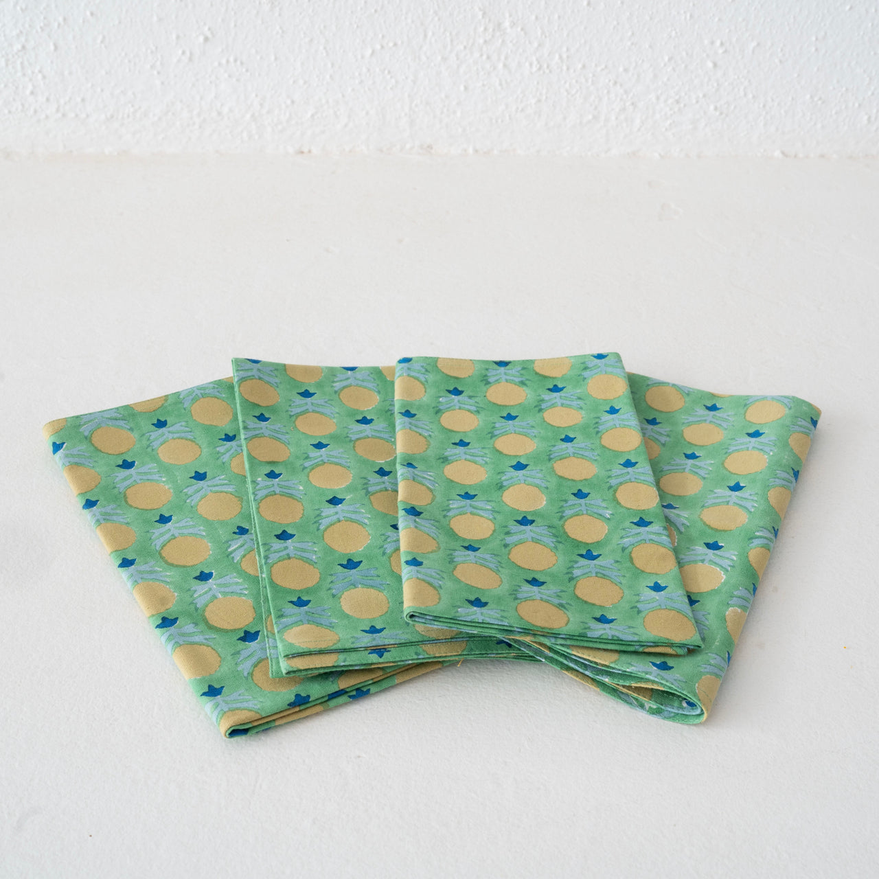 Kesya - Sage Block-Printed Table Napkins - Set Of 4
