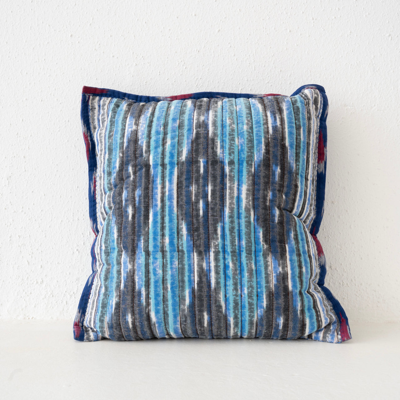 Gregory Parkinson Ikat Pillow - Sky Blue Diamond Slate Square