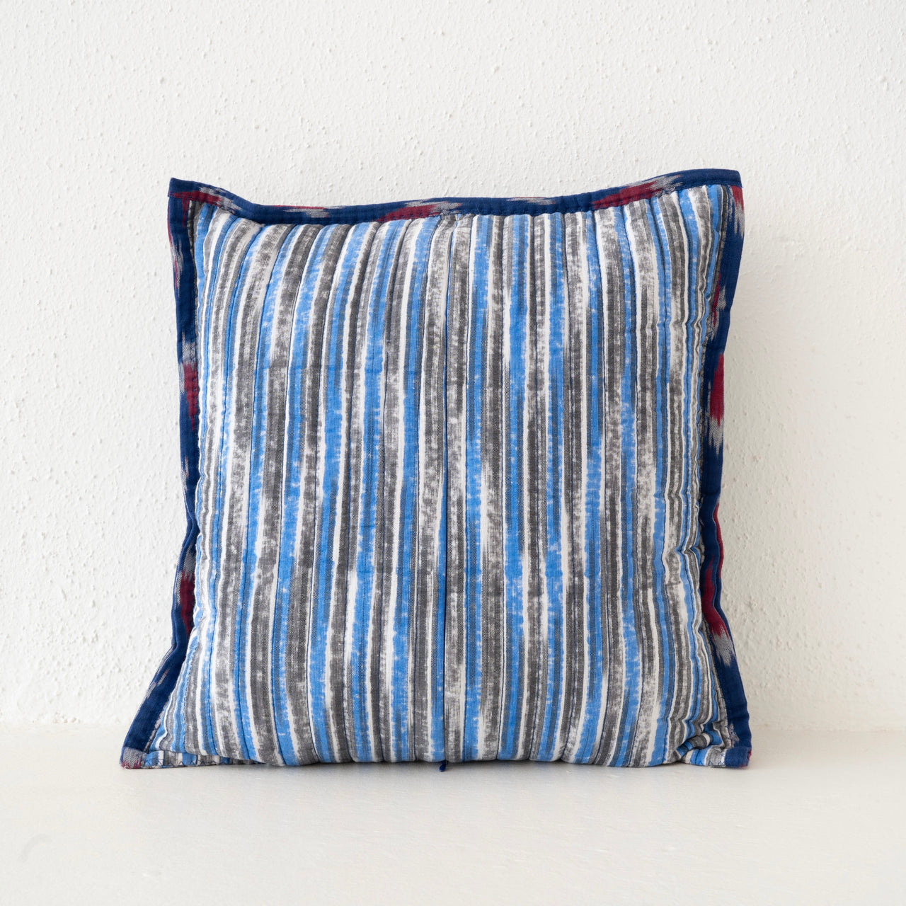 Gregory Parkinson Ikat Pillow - Sky Blue Diamond Slate Square