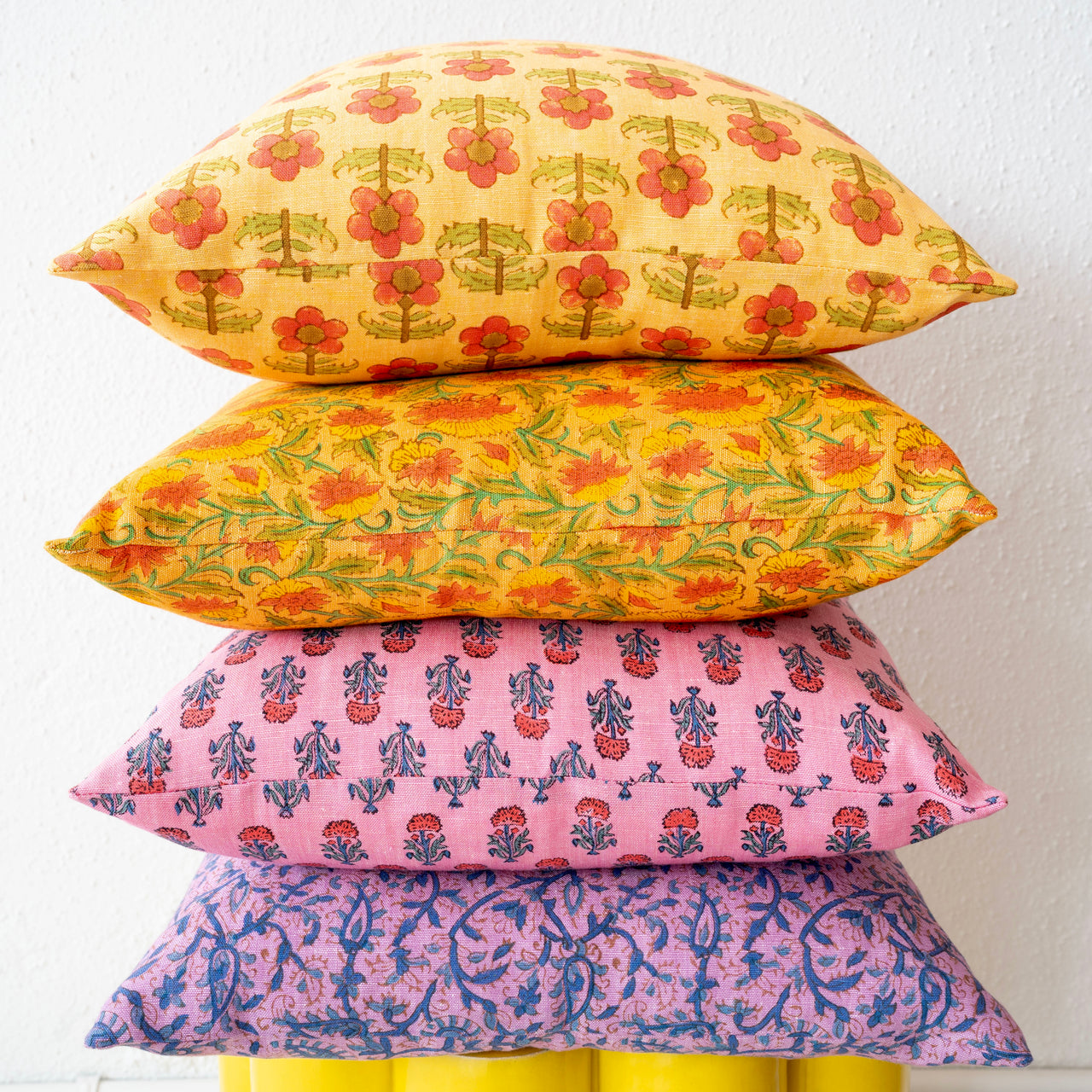 Garza Marfa Linen + Cotton Block Printed Pillows: 16" x 16"