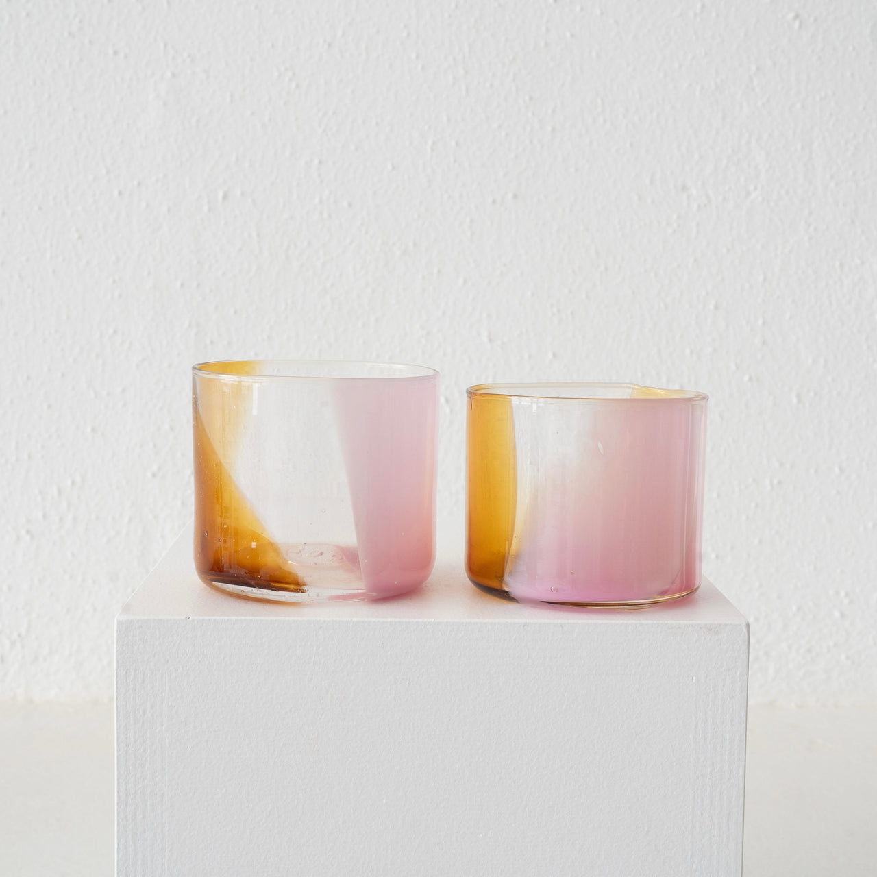 Bow Glass Splash Cup: Amber + Pink