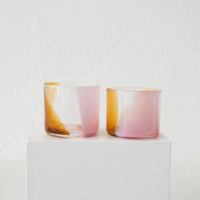Bow Glass Splash Cup: Amber + Pink