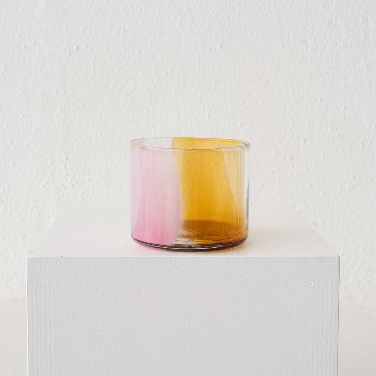 Bow Glass Splash Cup: Amber + Pink