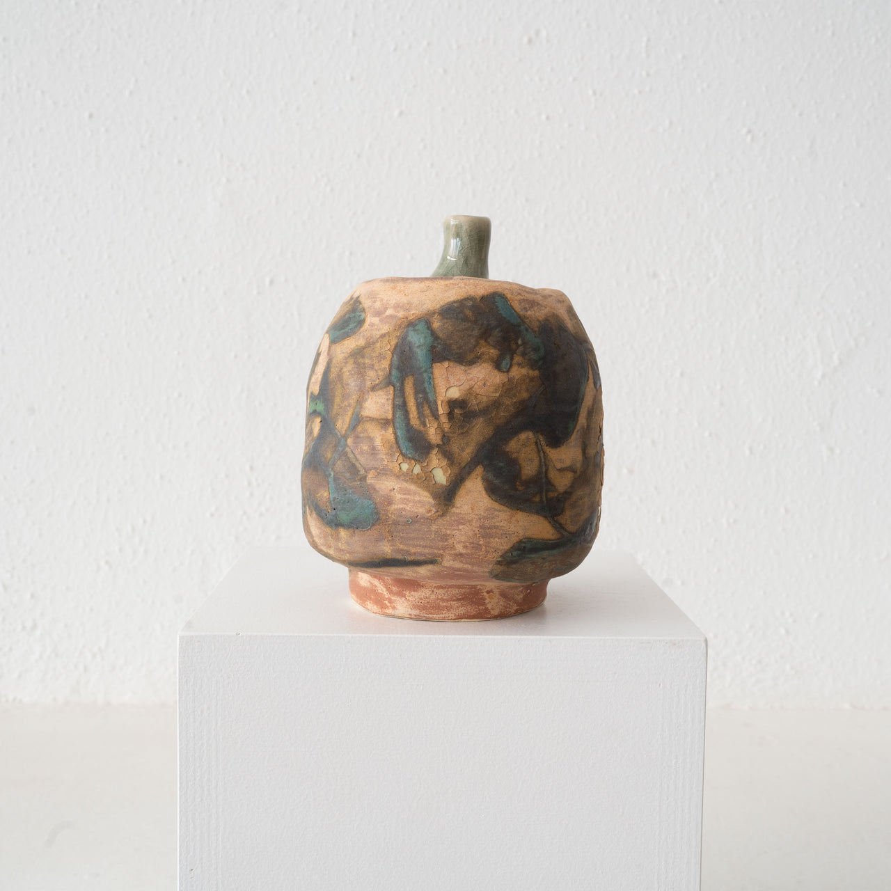 J Hoffman Ceramics Stoneware Round Vase- Jade and Olive