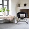 Garza Marfa Round Saddle Leather Chair: Black Leather / Satin Black Base (1 available)