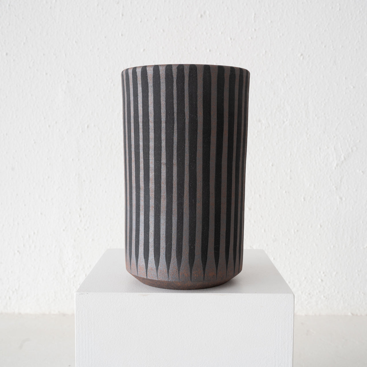 MQuan Studio Vessel / Vase: Black Stripes on Brown