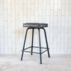 Garza Marfa Upholstered Saddle Leather Counter Height Barstool - Black Leather / Black Base (2 available)