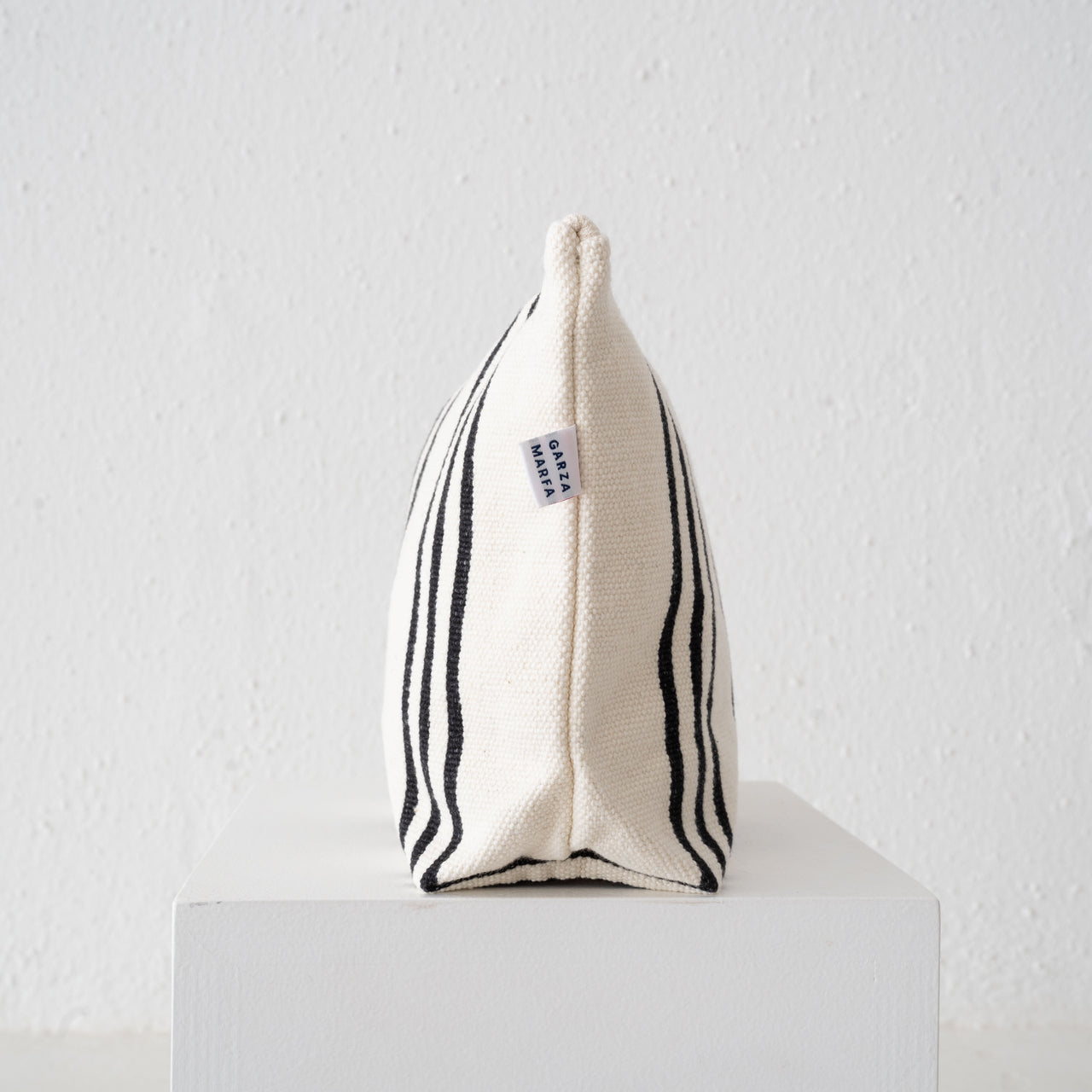 Garza Marfa Cotton Canvas Pouch: Black + Cream Large Ticking Stripe