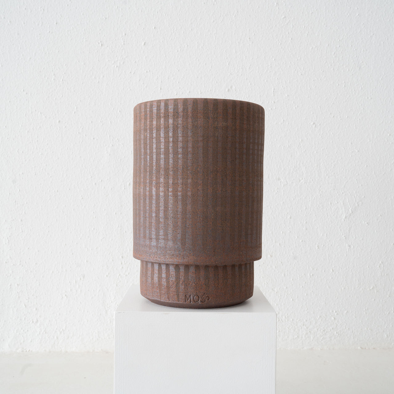 MQuan Studio Tall Vessel / Vase: Brown Stripes
