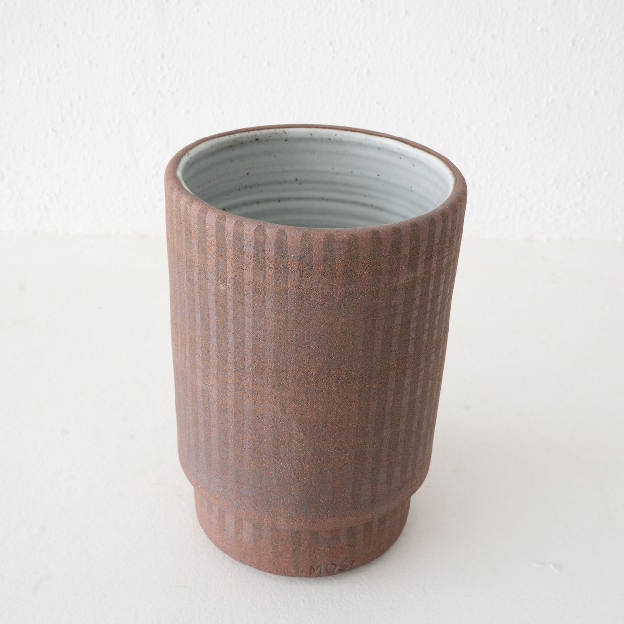 MQuan Studio Tall Vessel / Vase: Brown Stripes