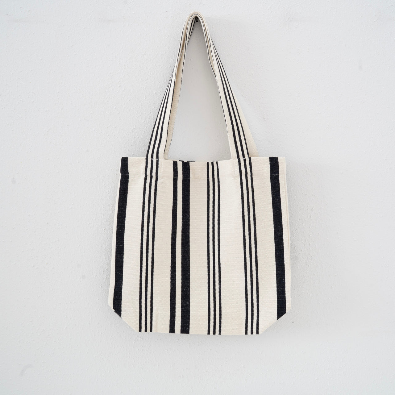 Garza Marfa Cotton Canvas Tote: Black + Cream Large Ticking