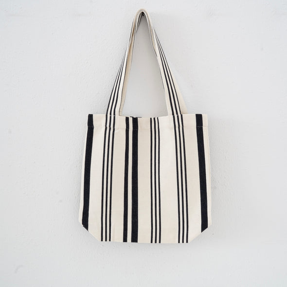 Garza Marfa Black + Cream Large Ticking Tote
