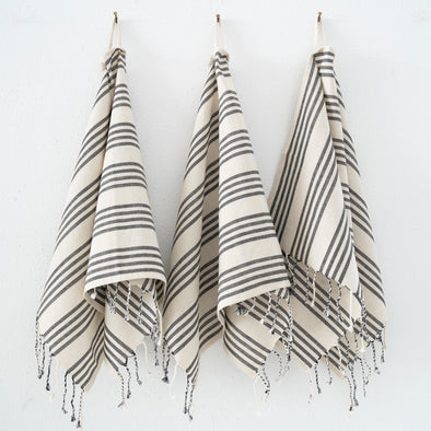 Garza Marfa Black + Cream Stripe Hand Towel