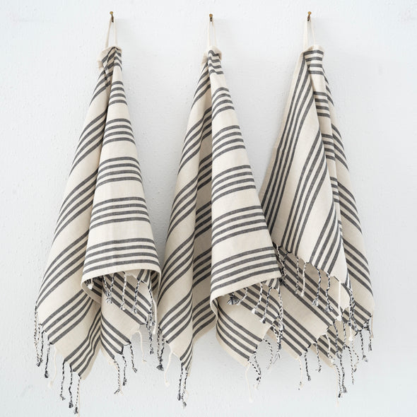Garza Marfa Black + Cream Stripe Hand Towel