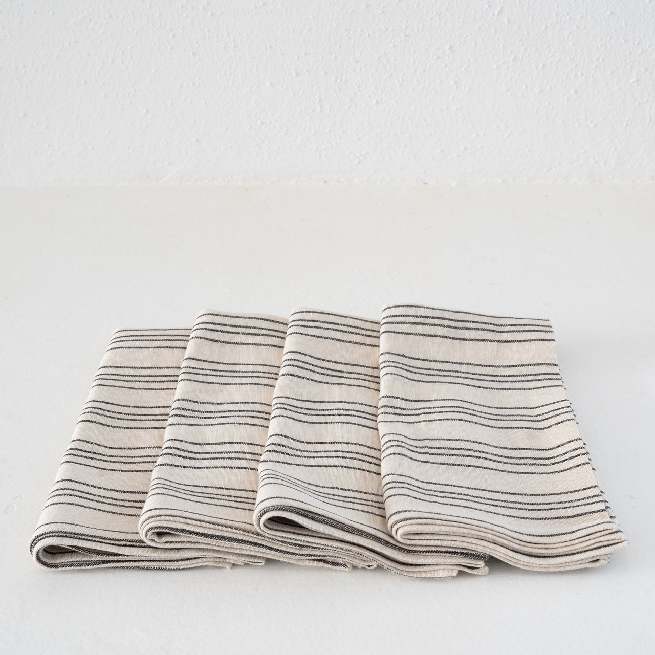 Garza Marfa Black + Cream Small Ticking Stripe Napkins (Set of 4)