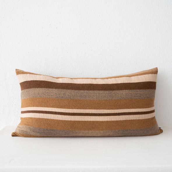 Garza Marfa Felted Wool Bolster Pillow - Brown
