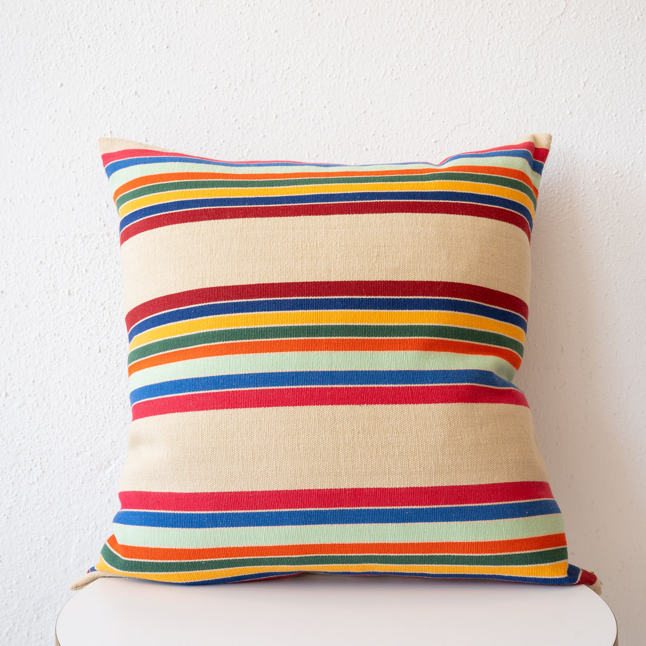 Garza Marfa Cotton 20"x 20" Pillow: Cranberry Stripe