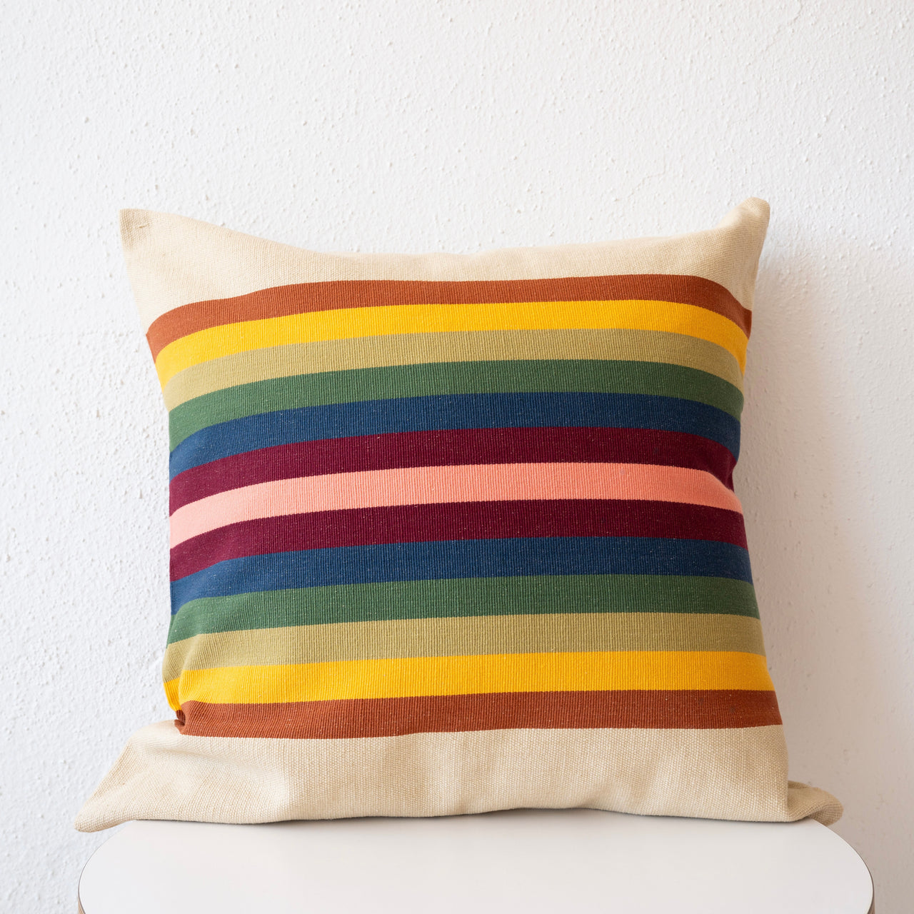 Garza Marfa Cotton Canvas 20" x 20" Pillow: Earth Spectrum Stripe