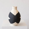 Cait Reas Round Vase: White Stoneware w/ Black Stoneware Slip