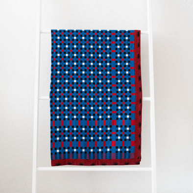 Gregory Parkinson Assamese Blanket: Super Blue Cherry Check