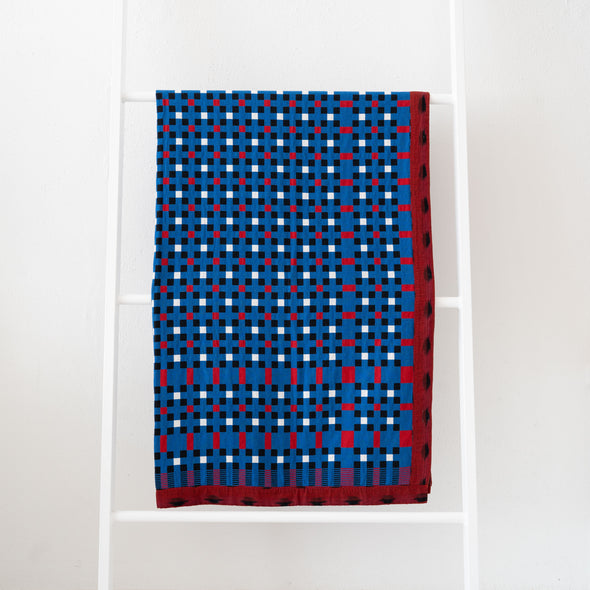 Gregory Parkinson Assamese Blanket: Super Blue Cherry Check