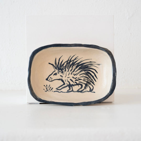 Malinda Beeman 7.5" Rectangular Bowl: Porcupine