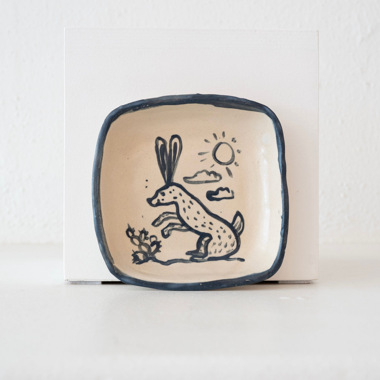 Malinda Beeman 6" Square Bowl: Jackrabbit in the Sun