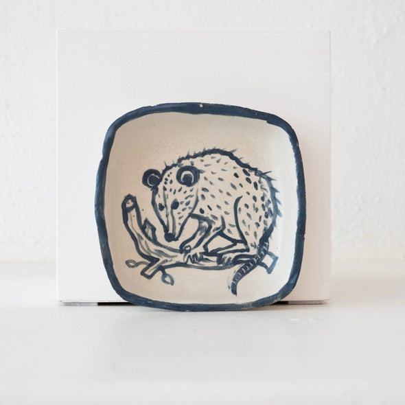 Malinda Beeman 6" Square Bowl: Possum