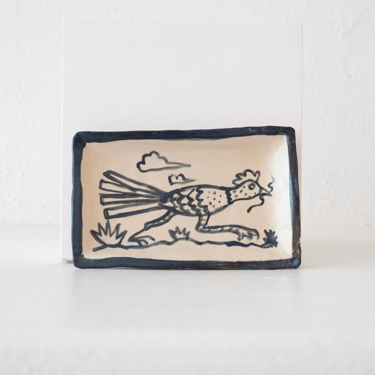 Malinda Beeman 7.5" Rectangular Plate: Spotted Roadrunner