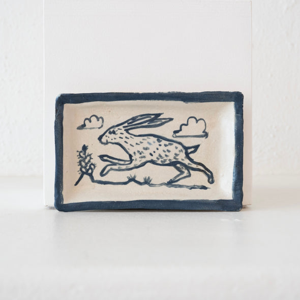 Malinda Beeman 7.5" Rectangular Plate: Jackrabbit