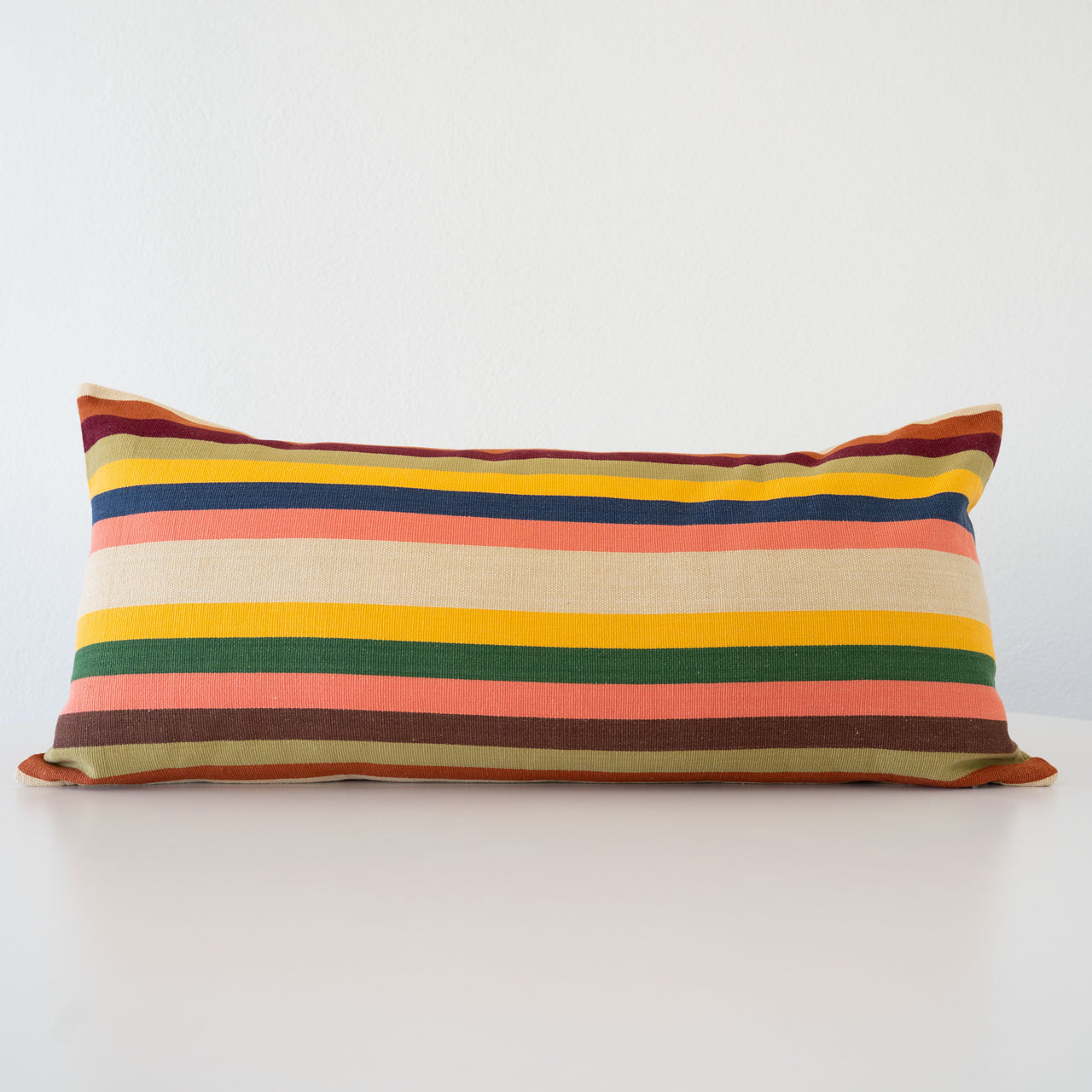 Garza Marfa Cotton Canvas 14" x 28" Bolster: Earth Stripe