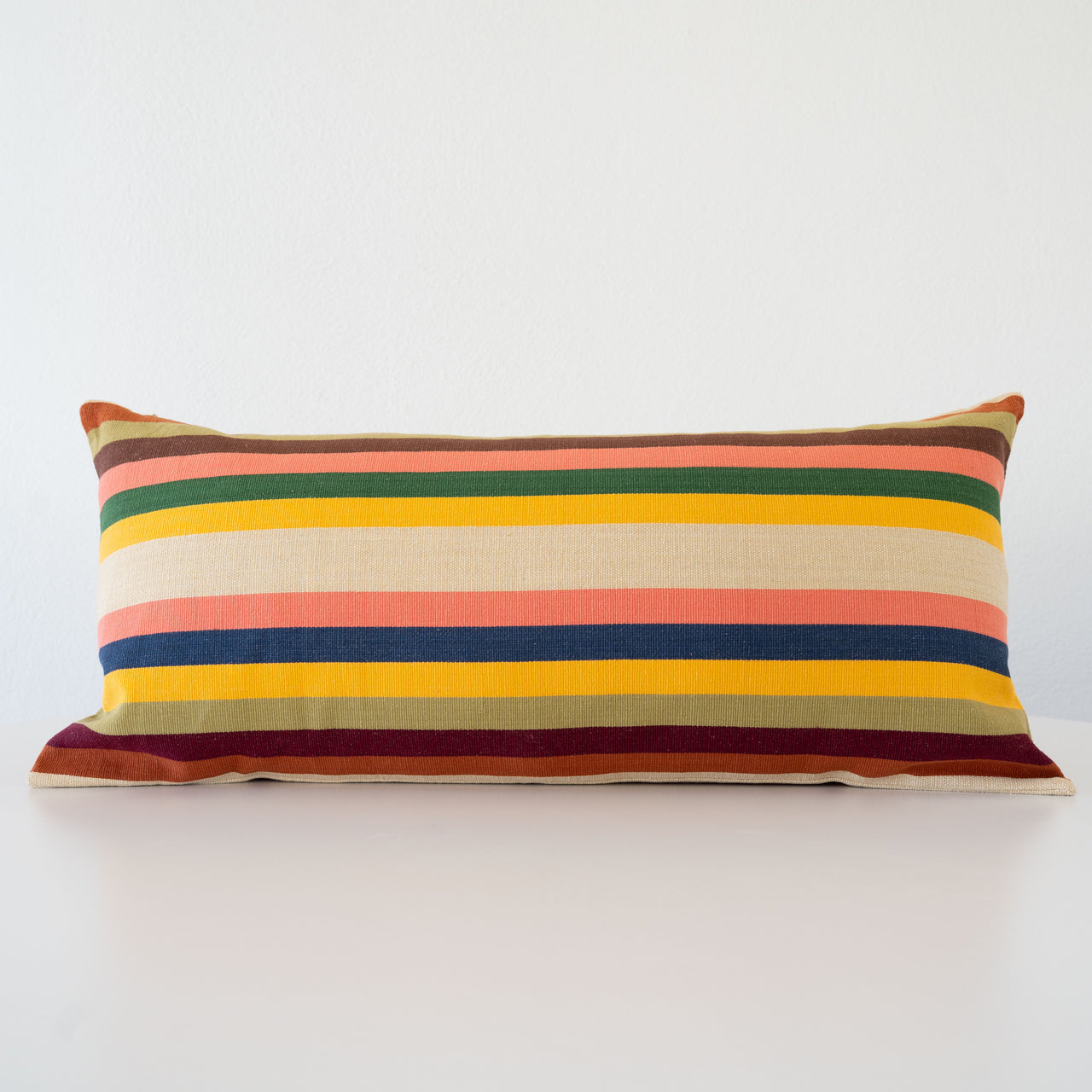 Garza Marfa Cotton Canvas 14" x 28" Bolster: Earth Stripe