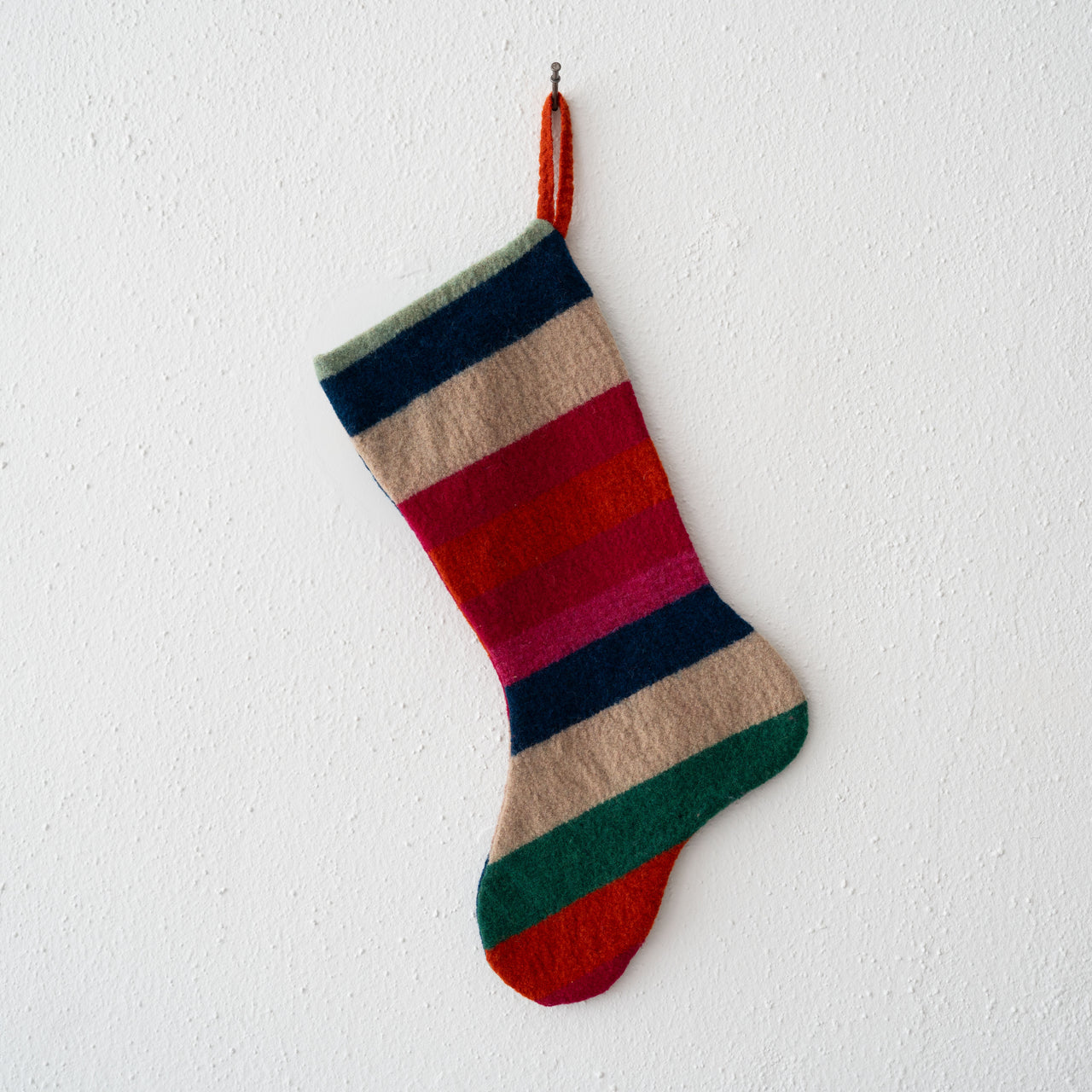 Garza Marfa Felted Wool Stocking: Indigo Stripe #6