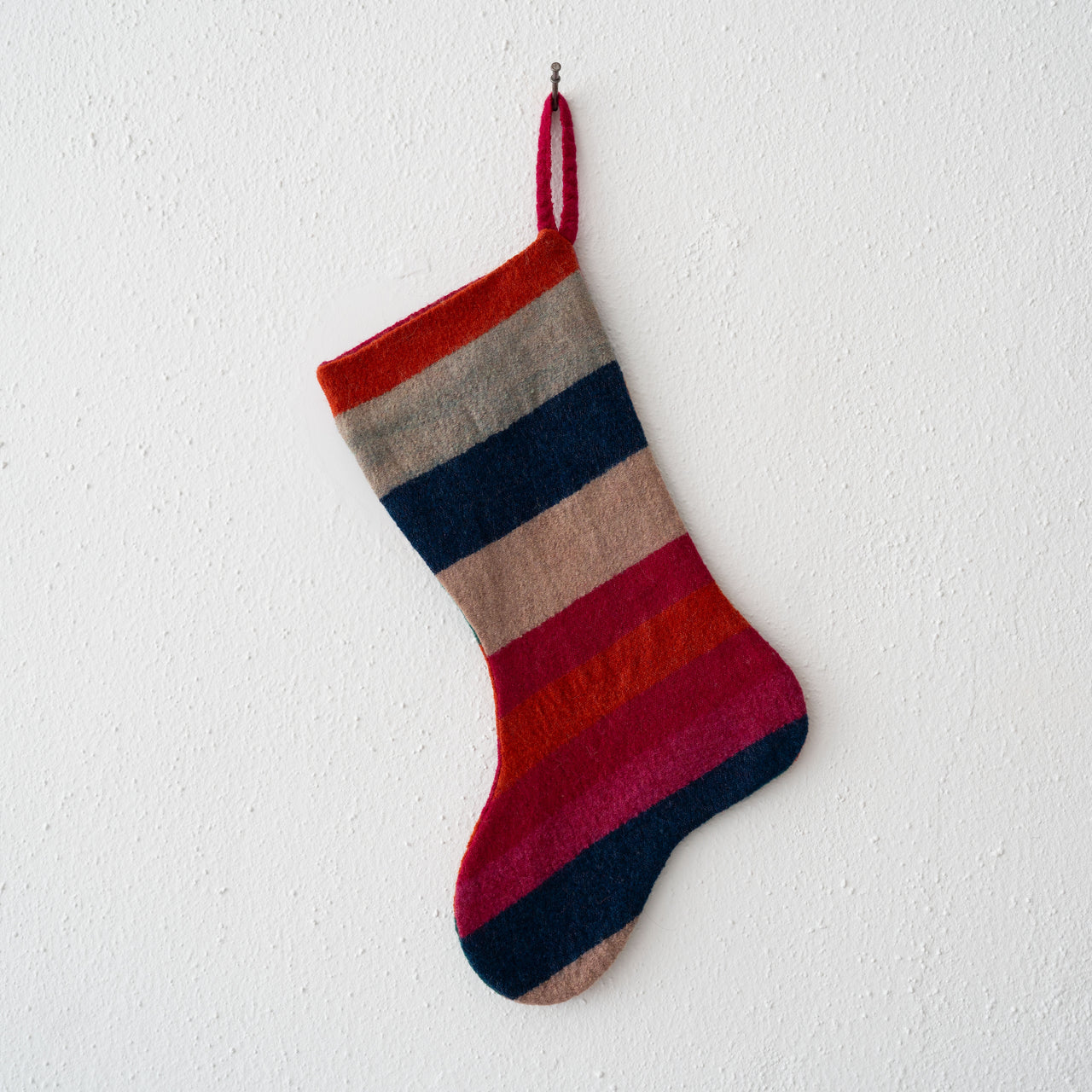 Garza Marfa Felted Wool Stocking: Indigo Stripe #4
