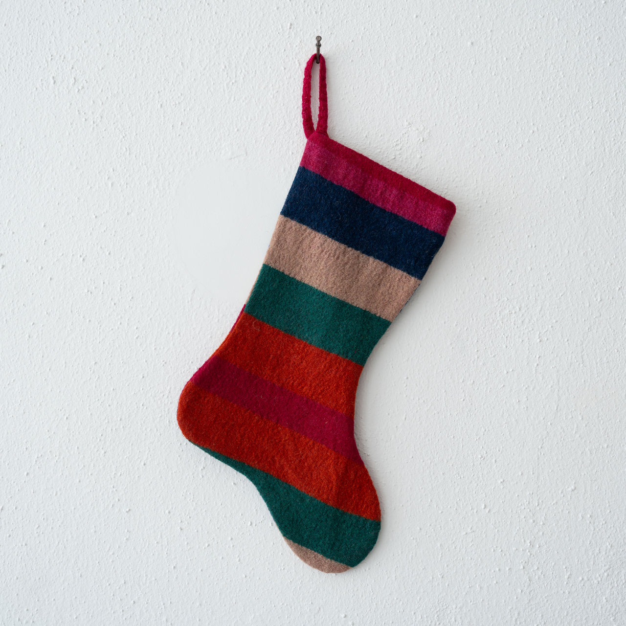 Garza Marfa Felted Wool Stocking: Indigo Stripe #4